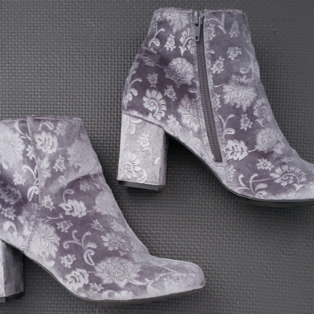Embossed Velveteen Go--Go Style Boots